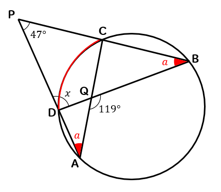 円周角の定理 円の中にブーメラン型があるときの角度の求め方 数スタ