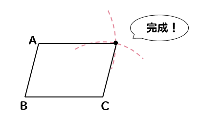 平行四辺形の書き方 コンパスを使って作図する方法は 数スタ